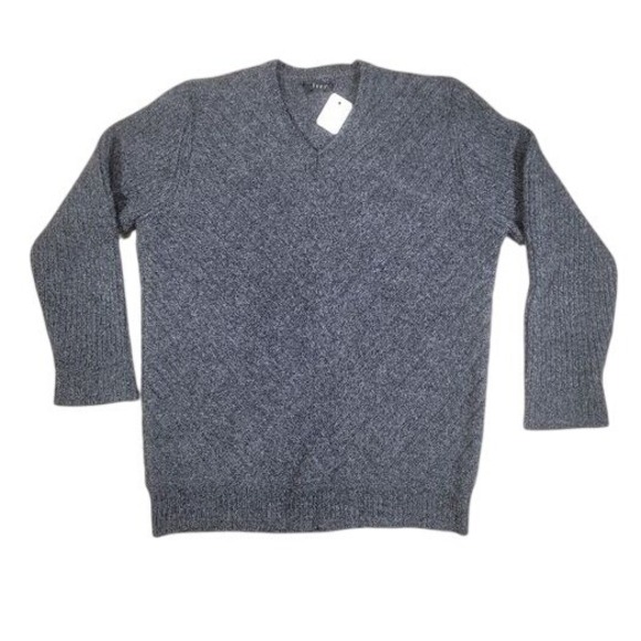 Velvet by Graham & Spencer Sweaters - Lambs wool Cashmere Blend Velvet V-Neck Sweater W/XL Grey Excellent Textured